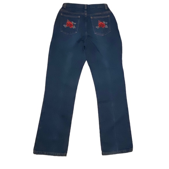 Forenza Medium Wash High Rise Denim Jeans with Rose Embroidered Pockets Size 9 - Picture 4 of 7
